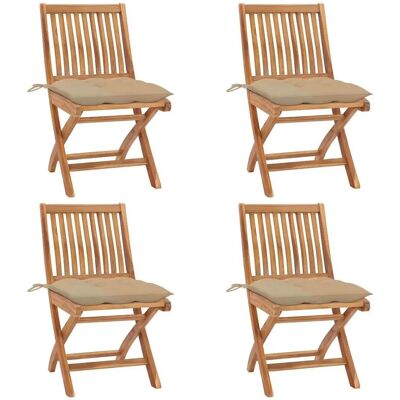 vidaXL Klappbare Gartenstühle mit Kissen - Beige vidaXL Klappbare Gartenstühle mit Kissen - Beige