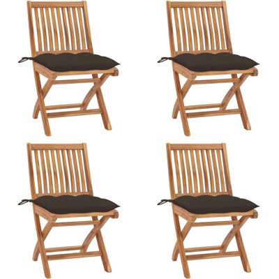 vidaXL Gartenstühle Set - Klappbare Teakholz mit Kissen vidaXL Gartenstühle Set - Klappbare Teakholz mit Kissen