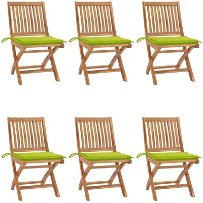 vidaXL Gartensessel 6 Stück Faltbar Teak Holz Grün vidaXL Gartensessel 6 Stück Faltbar Teak Holz Grün
