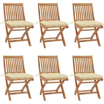 vidaXL Gartenstühle Klappbar Teak Holz mit Kissen vidaXL Gartenstühle Klappbar Teak Holz mit Kissen