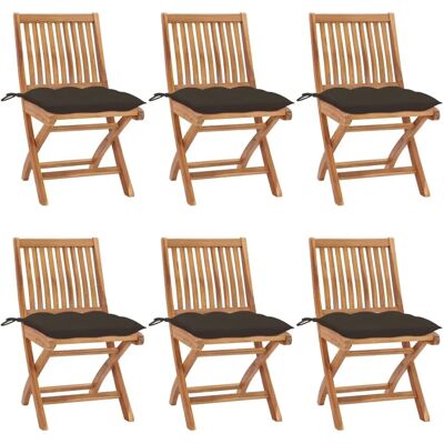 vidaXL Klappbare Gartenstühle mit Kissen - 6 Stück - Teakholz vidaXL Klappbare Gartenstühle mit Kissen - 6 Stück - Teakholz