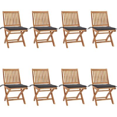 vidaXL Gartenstühle 8 Stk Massivholz Teak mit Kissen vidaXL Gartenstühle 8 Stk Massivholz Teak mit Kissen