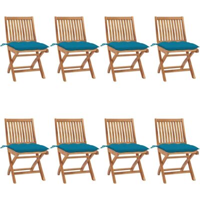 vidaXL Teak Gartenstühle Set 8 Stück Faltbare Polster Wetterfest Outdoor vidaXL Teak Gartenstühle Set 8 Stück Faltbare Polster Wetterfest Outdoor