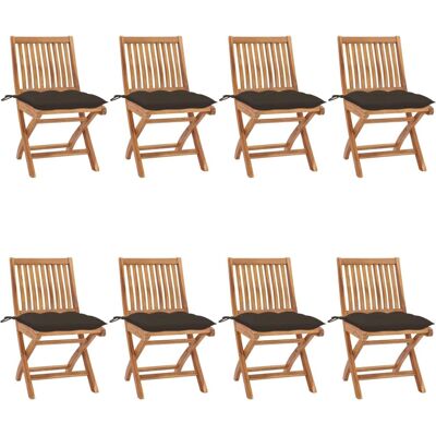 vidaXL Klappbare Gartenstühle-Set - Teak, 8 Stk, Kissen vidaXL Klappbare Gartenstühle-Set - Teak, 8 Stk, Kissen