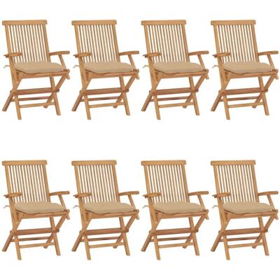 VidaXL Gartenset - Teak Beige, Klappbar, 8 Stück VidaXL Gartenset - Teak Beige, Klappbar, 8 Stück