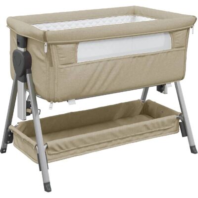 VidaXL Kindersbett - Verstellbares Taupe Leinen - Kinderbett VidaXL Kindersbett - Verstellbares Taupe Leinen - Kinderbett