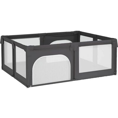 Parque para bebés con 2 puertas - Gris - Parque infantil Parque para bebés con 2 puertas - Gris - Parque infantil