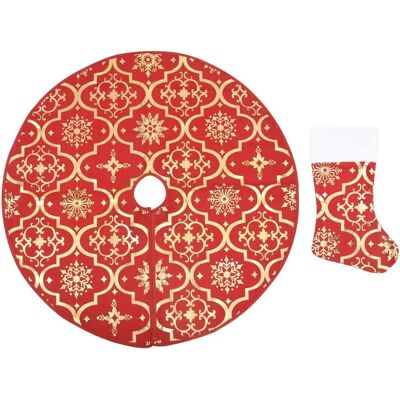 vidaXL Luxus-Weihnachtsbaumrock mit Socke Rot Stoff Weihnachtsbaum-Unterlage - Weihnachtsbaumrock vidaXL Luxus-Weihnachtsbaumrock mit Socke Rot Stoff Weihnachtsbaum-Unterlage - Weihnachtsbaumrock