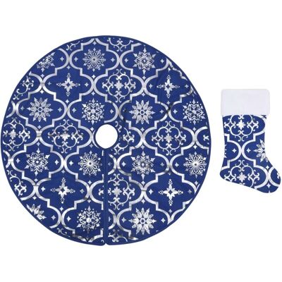 vidaXL Luxus Weihnachtsbaumrock mit Socke - Blaue Stoffvariante vidaXL Luxus Weihnachtsbaumrock mit Socke - Blaue Stoffvariante
