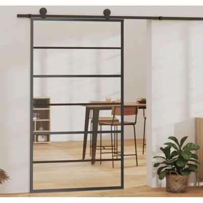 vidaXL Schwarze ESG Glas Aluminium Schiebetür - Schiebetür vidaXL Schwarze ESG Glas Aluminium Schiebetür - Schiebetür