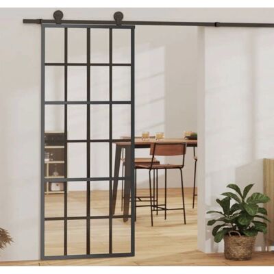 vidaXL Schiebetür ESG Glas Aluminium Schwarz - Schiebetür vidaXL Schiebetür ESG Glas Aluminium Schwarz - Schiebetür