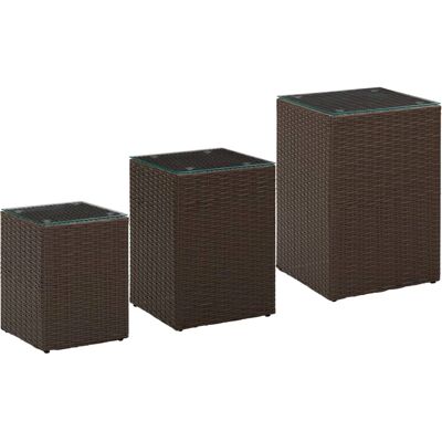 vidaXL Ensemble de 3 tables basses en poly rattan marron avec plateau en verre - Tables d'appoint - Publicité vidaXL Ensemble de 3 tables basses en poly rattan marron avec plateau en verre - Tables d'appoint - Publicité