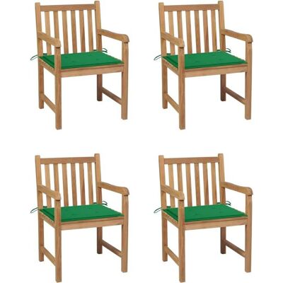 vidaXL Gartenstühle 4er Set Teak Holz Kissen vidaXL Gartenstühle 4er Set Teak Holz Kissen