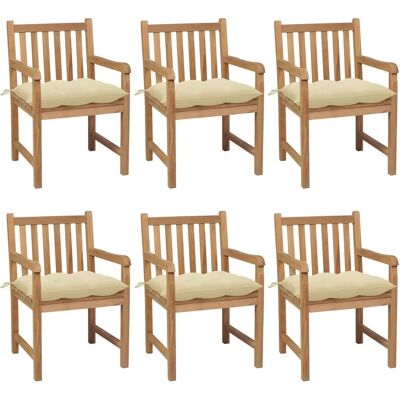 VidaXL Krzesło Ogrodowe - Teak Kremowo Białe - Zestaw 8 VidaXL Krzesło Ogrodowe - Teak Kremowo Białe - Zestaw 8