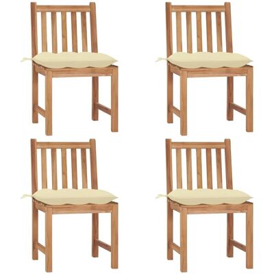 VidaXL Teak Gartensessel-Set - 4 Stühle mit Kissen VidaXL Teak Gartensessel-Set - 4 Stühle mit Kissen