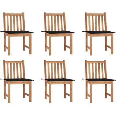 vidaXL Havestole - Holdbart teak, sæt af 6 med puder vidaXL Havestole - Holdbart teak, sæt af 6 med puder