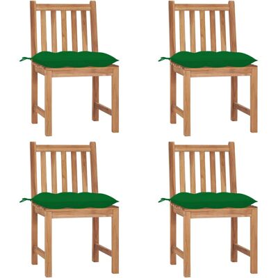 vidaXL Gartenstühle Set 6 Teak Grün mit Kissen vidaXL Gartenstühle Set 6 Teak Grün mit Kissen