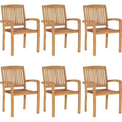 vidaXL Teak-Gartenstühle - 6 Stück Stapelbare Gartenmöbel vidaXL Teak-Gartenstühle - 6 Stück Stapelbare Gartenmöbel