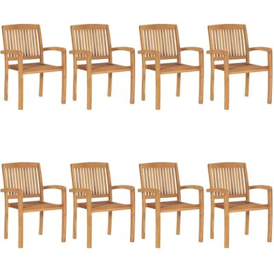 vidaXL Teak-Gartenstühle - Stapelbar, Innen/Außen - 8 Stück vidaXL Teak-Gartenstühle - Stapelbar, Innen/Außen - 8 Stück