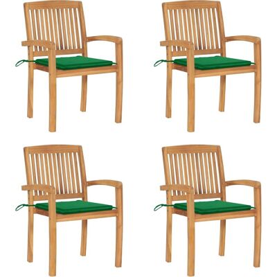 vidaXL Teak Stapelbare Gartenstühle mit Kissen - Gartengarnitur vidaXL Teak Stapelbare Gartenstühle mit Kissen - Gartengarnitur