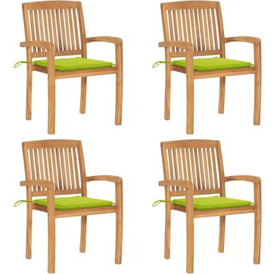 vidaXL Teak Stapelbare Gartenstühle - 4 Stück vidaXL Teak Stapelbare Gartenstühle - 4 Stück