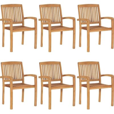 vidaXL Stapelbare Gartenstühle - Teak, Kissen, 6 Stück vidaXL Stapelbare Gartenstühle - Teak, Kissen, 6 Stück