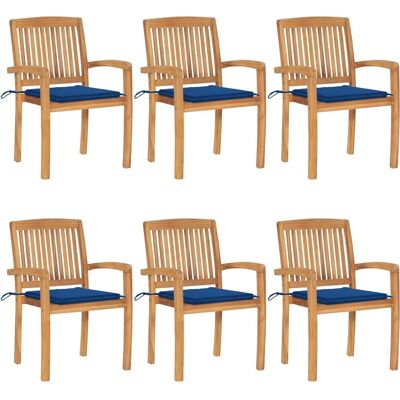 vidaXL Stapelbare Gartenstühle mit Kissen - Teakholz vidaXL Stapelbare Gartenstühle mit Kissen - Teakholz