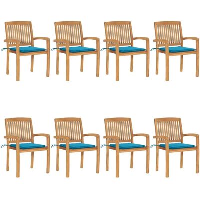 vidaXL Teak Gartenstühle stapelbar mit Kissen - Gartenmöbel-Set vidaXL Teak Gartenstühle stapelbar mit Kissen - Gartenmöbel-Set