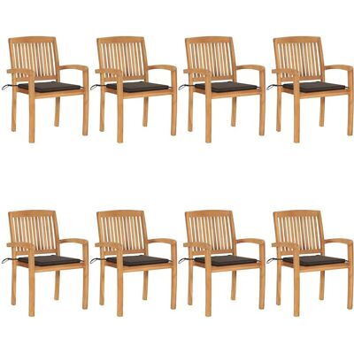 VIDAXL Stapelbare Teak-Gartenstühle mit Kissen VIDAXL Stapelbare Teak-Gartenstühle mit Kissen