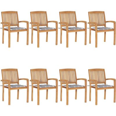 vidaXL Stapelbare Gartenstühle - Langlebiges Teakholz - 8 Stück vidaXL Stapelbare Gartenstühle - Langlebiges Teakholz - 8 Stück