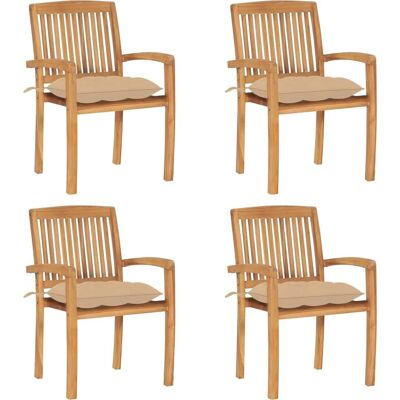 vidaXL Stapelbare Gartensessel mit Kissen - Langlebiges Teakholz vidaXL Stapelbare Gartensessel mit Kissen - Langlebiges Teakholz