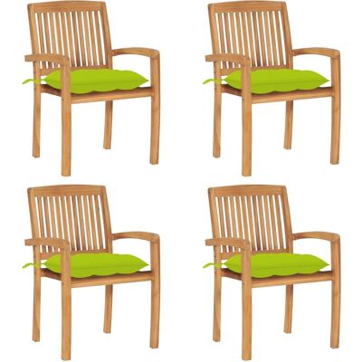 vidaXL Teak Gartenstühle Stapelbar mit Kissen vidaXL Teak Gartenstühle Stapelbar mit Kissen