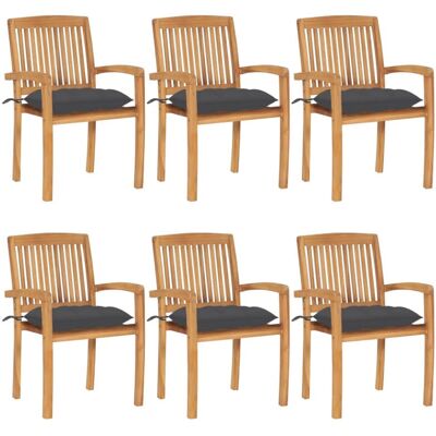 vidaXL Stapelbare Teak-Gartenstühle mit Kissen - Gartenmöbel vidaXL Stapelbare Teak-Gartenstühle mit Kissen - Gartenmöbel