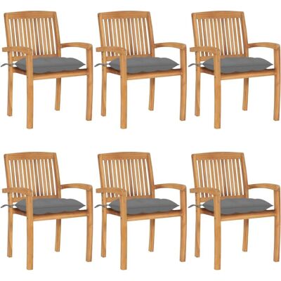 vidaXL Stapelbare Gartenstühle mit Kissen - Langlebiges Teak vidaXL Stapelbare Gartenstühle mit Kissen - Langlebiges Teak