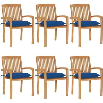 vidaXL Stapelbare Gartensessel mit Kissen - Teakholz vidaXL Stapelbare Gartensessel mit Kissen - Teakholz