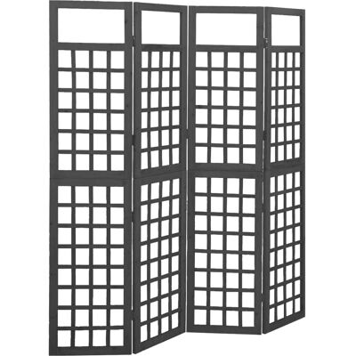 vidaXL Zwarte 161x180 cm Massief Houten Vilgen Kamerverdeler 4 Stuks vidaXL Zwarte 161x180 cm Massief Houten Vilgen Kamerverdeler 4 Stuks