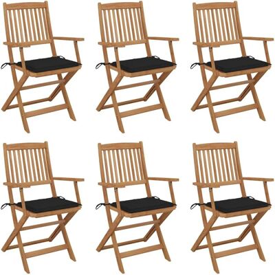 vidaXL Klappbare Gartenstühle - 6 Stück Akazienholz mit Kissen vidaXL Klappbare Gartenstühle - 6 Stück Akazienholz mit Kissen