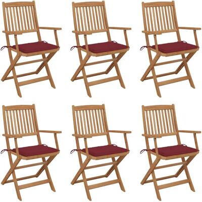 vidaXL Klappbare Gartenstühle - 6 Stück mit Kissen vidaXL Klappbare Gartenstühle - 6 Stück mit Kissen