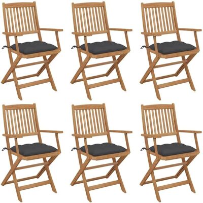 vidaXL Gartenstühle Set - Faltbar mit Kissen - 6 Stück vidaXL Gartenstühle Set - Faltbar mit Kissen - 6 Stück
