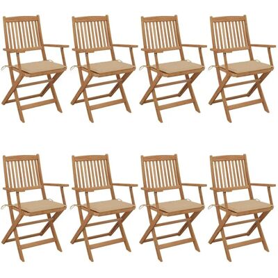 vidaXL Klappbare Gartenstühle - 8 Stück mit Kissen vidaXL Klappbare Gartenstühle - 8 Stück mit Kissen