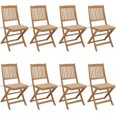 vidaXL Klappbarer Gartensessel - Akazienholz mit Kissen vidaXL Klappbarer Gartensessel - Akazienholz mit Kissen