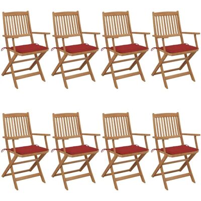 VidaXL Gartensessel - Klappbar Akazienholz mit Kissen - Set von 8 VidaXL Gartensessel - Klappbar Akazienholz mit Kissen - Set von 8