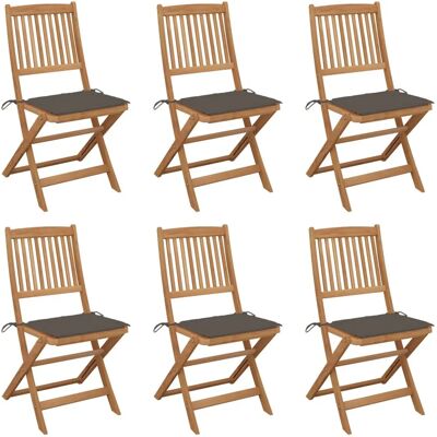 vidaXL Klappbare Gartenstühle - 8 Stück mit Kissen - Akazie Holz vidaXL Klappbare Gartenstühle - 8 Stück mit Kissen - Akazie Holz