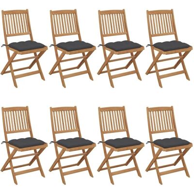 vidaXL Gartenstühle-Set aus 8, Klappbar, Akazienholz, Kissen vidaXL Gartenstühle-Set aus 8, Klappbar, Akazienholz, Kissen