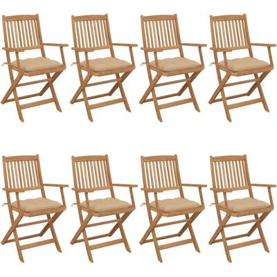 VidaXL 3075039 Gartensessel - Faltbar Akazienholz, Beigekissen VidaXL 3075039 Gartensessel - Faltbar Akazienholz, Beigekissen