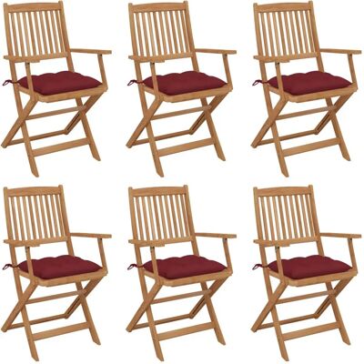vidaXL 3075045 Gartenstuhl Terrasse Polster Akazienholz Rot - Gartenstuhl vidaXL 3075045 Gartenstuhl Terrasse Polster Akazienholz Rot - Gartenstuhl