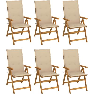 VidaXL Outdoor Stuhl - Akazienholz Beiger Polster Faltbar VidaXL Outdoor Stuhl - Akazienholz Beiger Polster Faltbar
