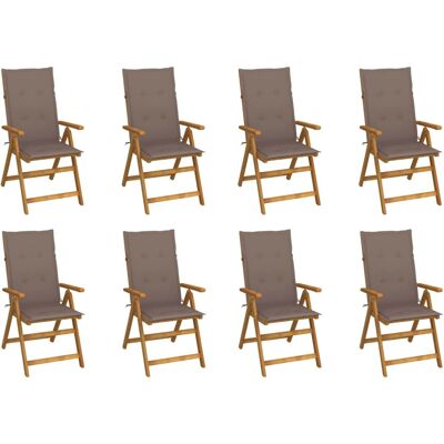 Holz Gartenstühle Set aus 8 mit Kissen - Klappbar & Verstellbar Holz Gartenstühle Set aus 8 mit Kissen - Klappbar & Verstellbar