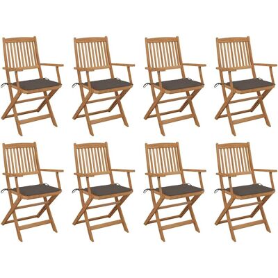 vidaXL Akazien Klappbare Gartenstühle mit Kissen - Gartenmöbel vidaXL Akazien Klappbare Gartenstühle mit Kissen - Gartenmöbel