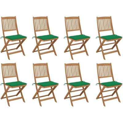 Maisonchic Akazienholz Faltbare Gartenstühle - Set aus 8 mit Kissen Maisonchic Akazienholz Faltbare Gartenstühle - Set aus 8 mit Kissen